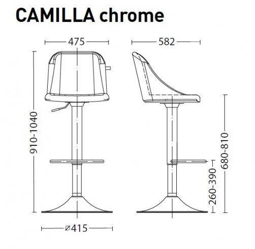 Барний стілець CAMILLA chrome V